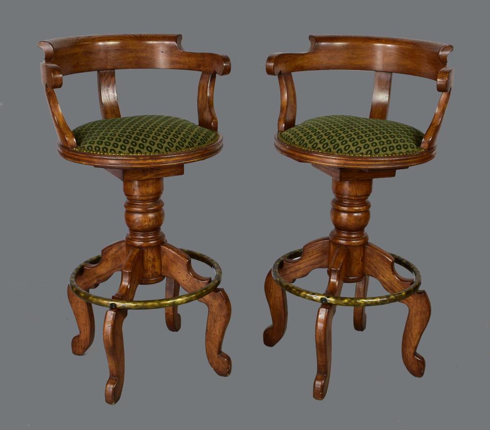 Appraisal: PAIR OF MAHOGANY CAPTAIN S CHAIR-BACK STOOLSModern Charles Pollock Each