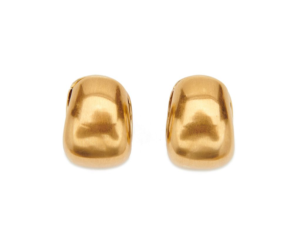 Appraisal: SEAMAN SCHEPPS K Gold Hoop Earclips SEAMAN SCHEPPS K Gold