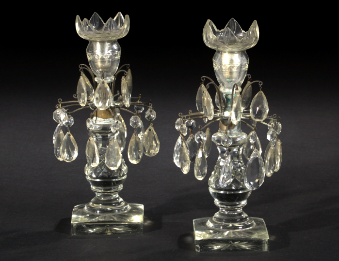 Appraisal: Pair of Edwardian Cut Glass Candlesticks first quarter th century