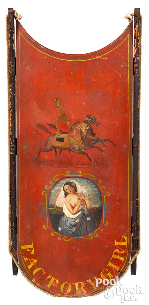 Appraisal: Painted Factory Girl sled circus performer Painted Factory Girl sled