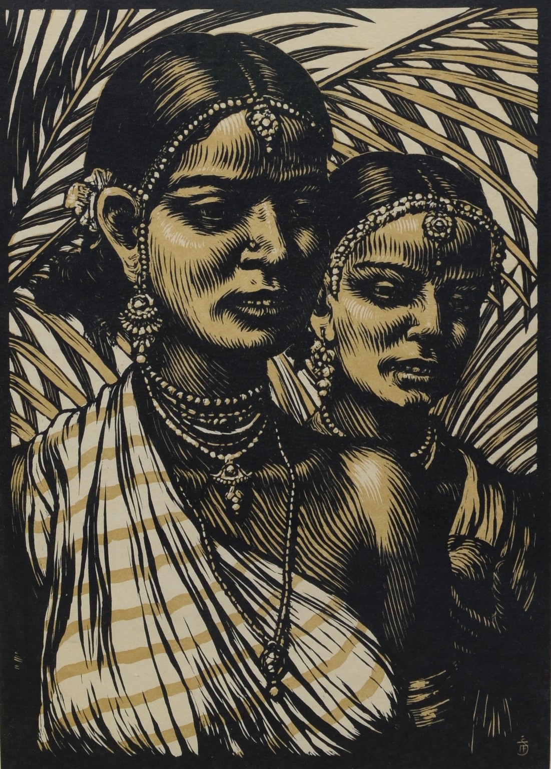 Appraisal: Tavik Frantisek Simon Czech - color wood cut Sinhalese Ceylon