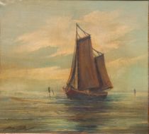 Appraisal: Patton American th Century Ship on a Calm Sea Oil