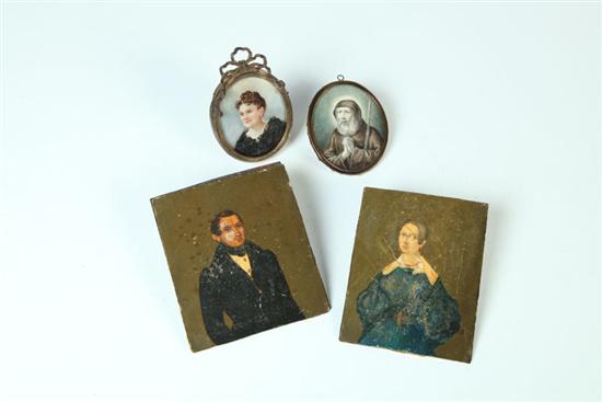 Appraisal: FOUR MINIATURE PORTRAITS TH CENTURY Pair of American oil on