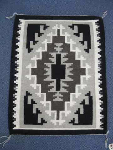 Appraisal: Navaho Indian Saddle Blanket geometric design black white gray ''