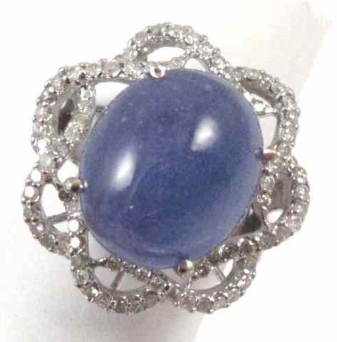 Appraisal: TANZANITE DIAMOND AND WHITE GOLD RING The k white gold