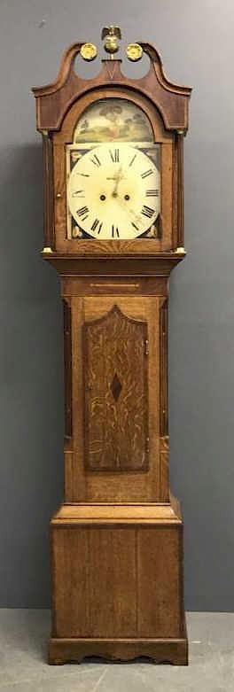 Appraisal: English Oak Cased Tall Case Clock English oak cased tall