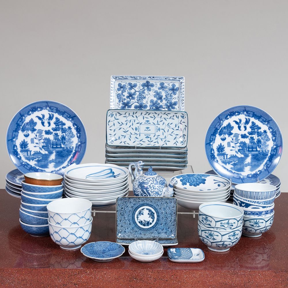 Appraisal: Group of Asian Blue and White Porcelain Tablewares Variously marked