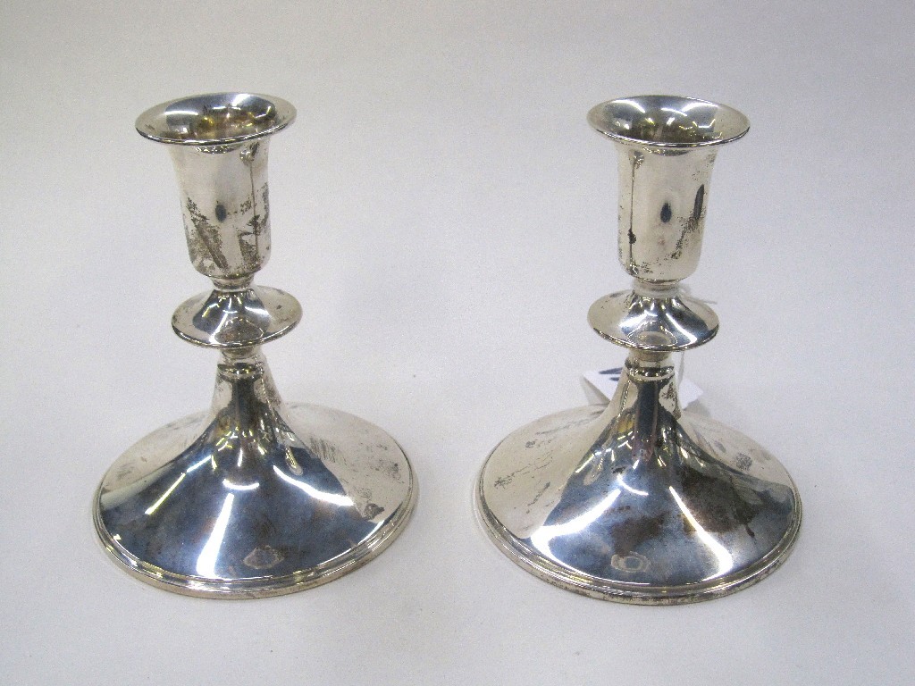 Appraisal: Pair of sterling silver candl