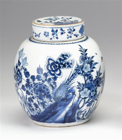 Appraisal: Chinese blue and white covered jar lingzhi mark kangxi period