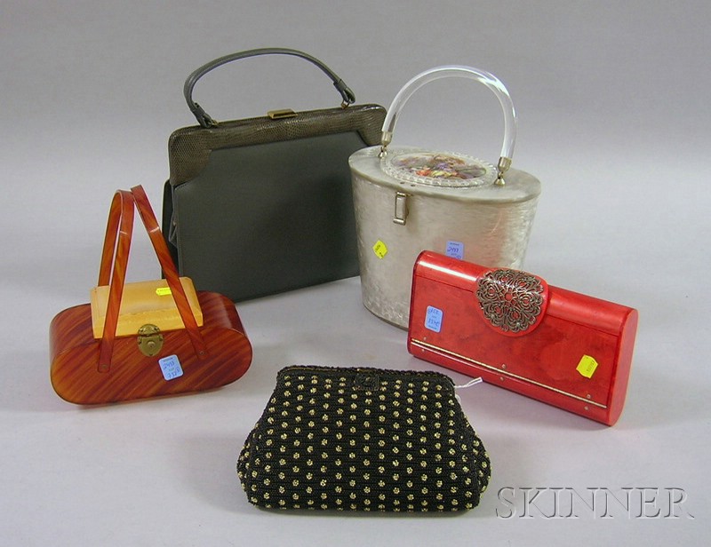 Appraisal: Group of Five Assorted Handbags and Clutches including three in