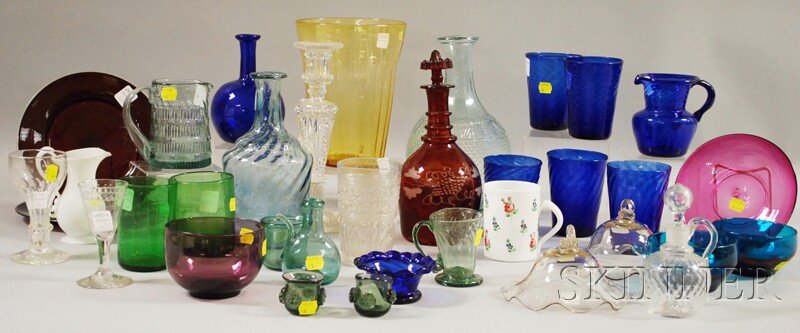 Appraisal: Approximately Thirty-four Pieces of Mostly Colored Glass including a pressed