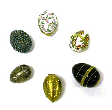 Appraisal: Six Decorative eggs one with bezel set turqouise colored stones