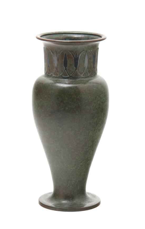 Appraisal: A Silver Crest Overlay Vase of baluster form decorated with