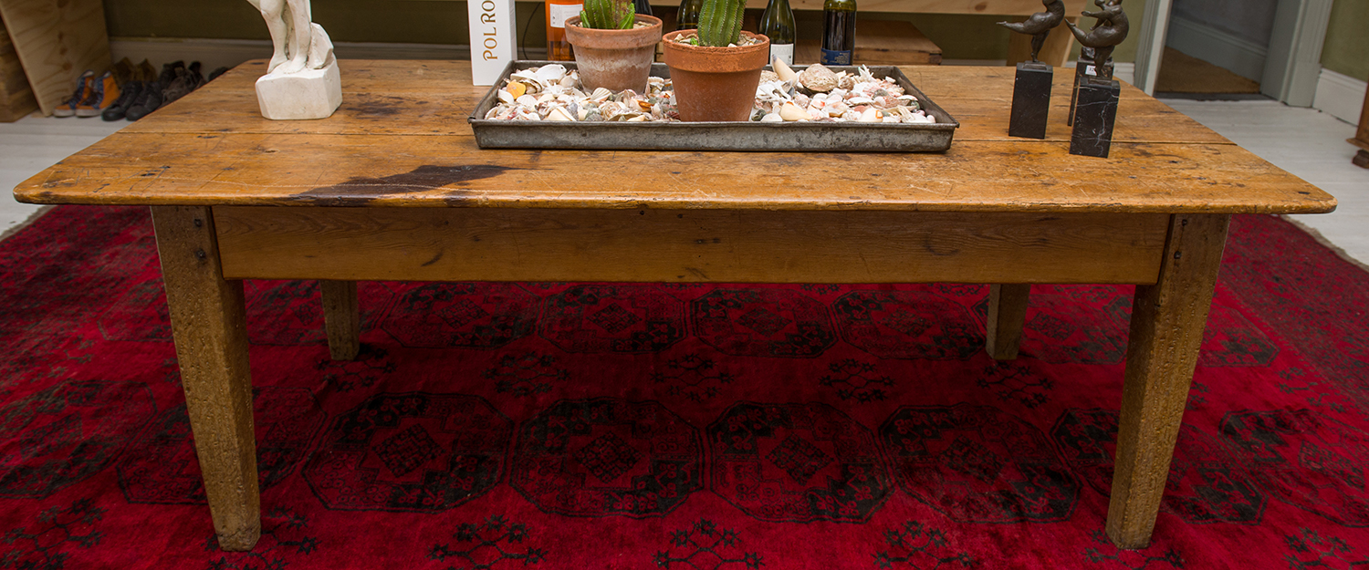 Appraisal: A RUSTIC PINE PLANK TOP DINING TABLE h x l