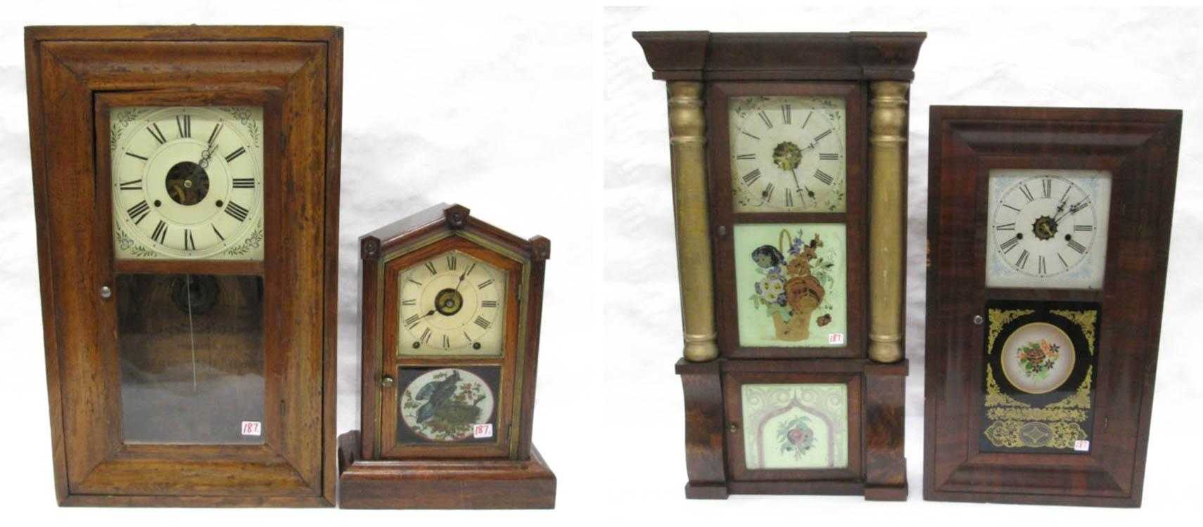 Appraisal: FOUR AMERICAN NINETEENTH CENTURY SHELF CLOCKS Seth Thomas rosewood cased