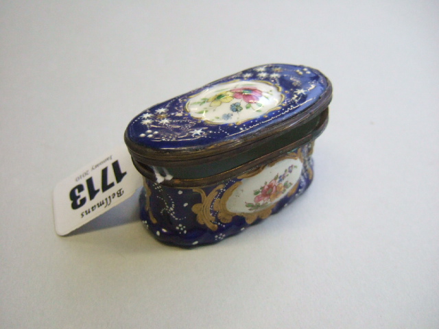 Appraisal: A French enamel box th century of oval outline decorated