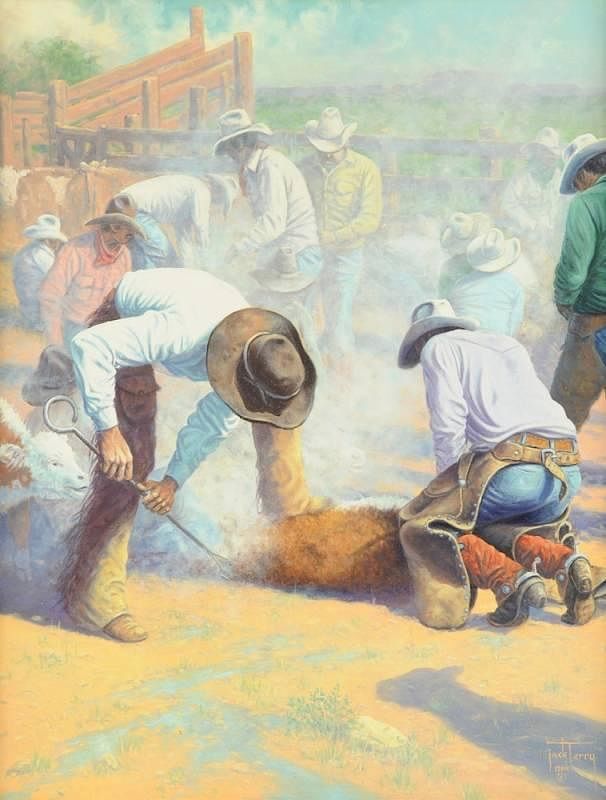 Appraisal: JACK L TERRY American Texas b A PAINTING Leoncita Cow