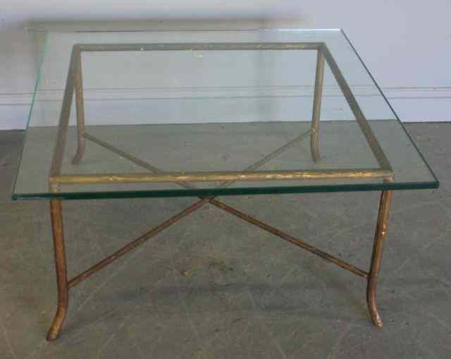 Appraisal: Vintage Gilded Metal Treeform Coffee Table With plate glass top