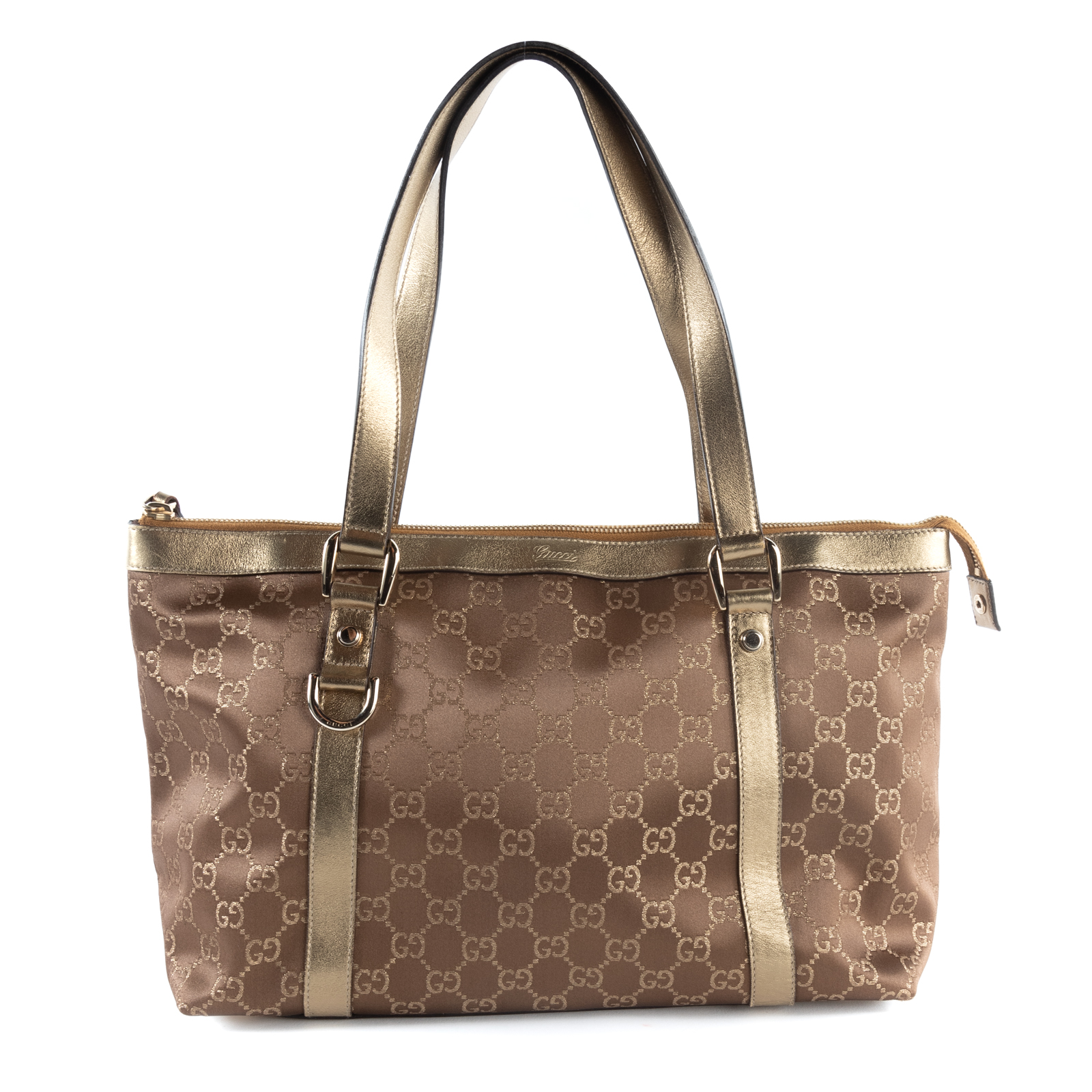 Appraisal: A GUCCI MEDIUM ABBEY TOTE A brown and metallic gold