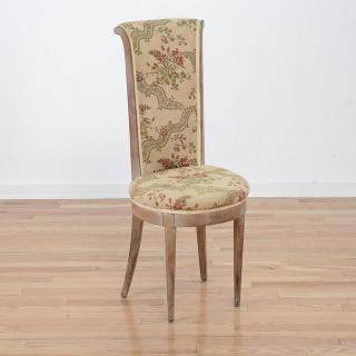 Appraisal: James Mont upholstered limed wood side chair James Mont upholstered