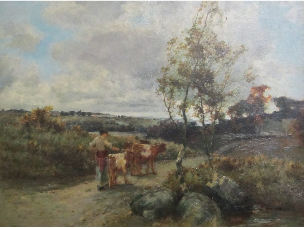 Appraisal: JAMES HAMILTON GLASS - LANDSCAPE WITH GIRL HERDING CATTLE Oil