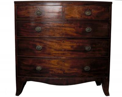 Appraisal: A George III mahogany bowfront chest circa the moulded top