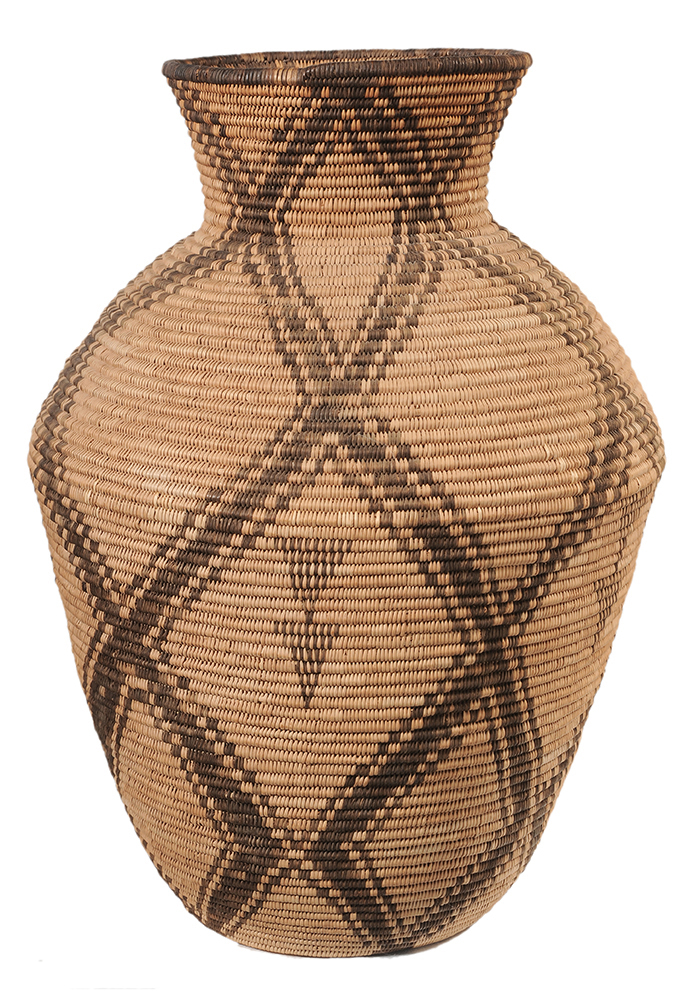 Appraisal: Large Native American Coiled Basket-Vase Apache or Pima early th