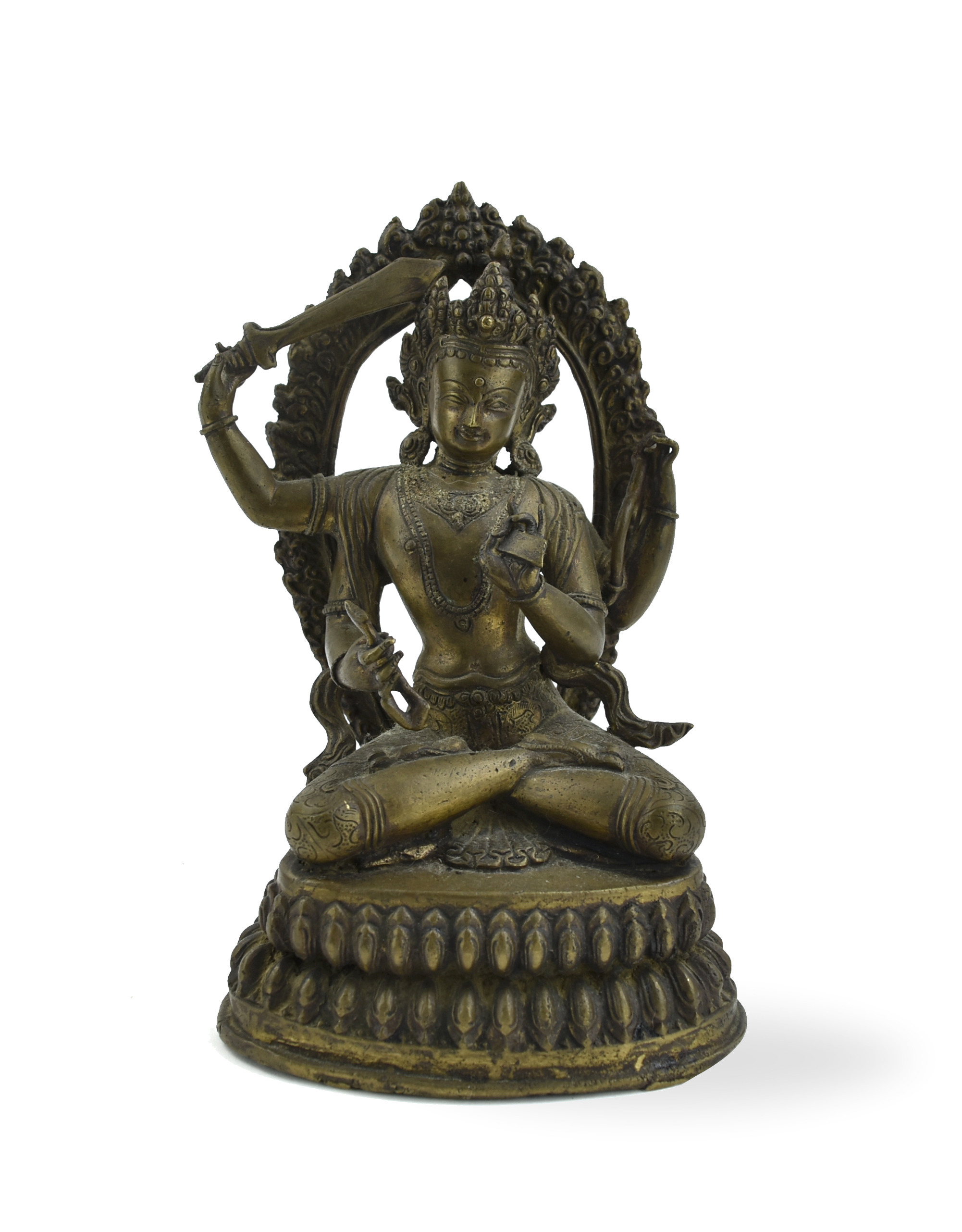 Appraisal: Chinese Qing D gilt-bronze figure of Buddha seated on a