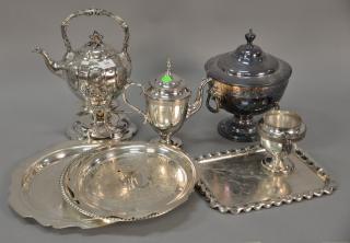 Appraisal: Eight piece silverplate lot with covered tureen tilting pot on