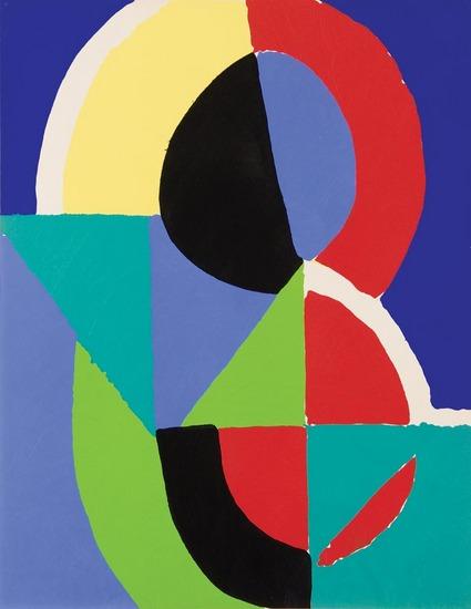 Appraisal: Sonia Delaunay - Abstract Composition print Pochoir in colors As