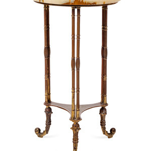 Appraisal: A Victorian Brass and Onyx Side Table Late th Century