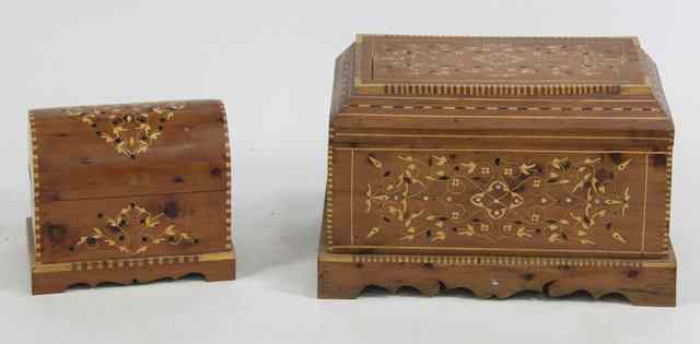 Appraisal: A Moroccan inlaid box the hinged top above inlaid sides