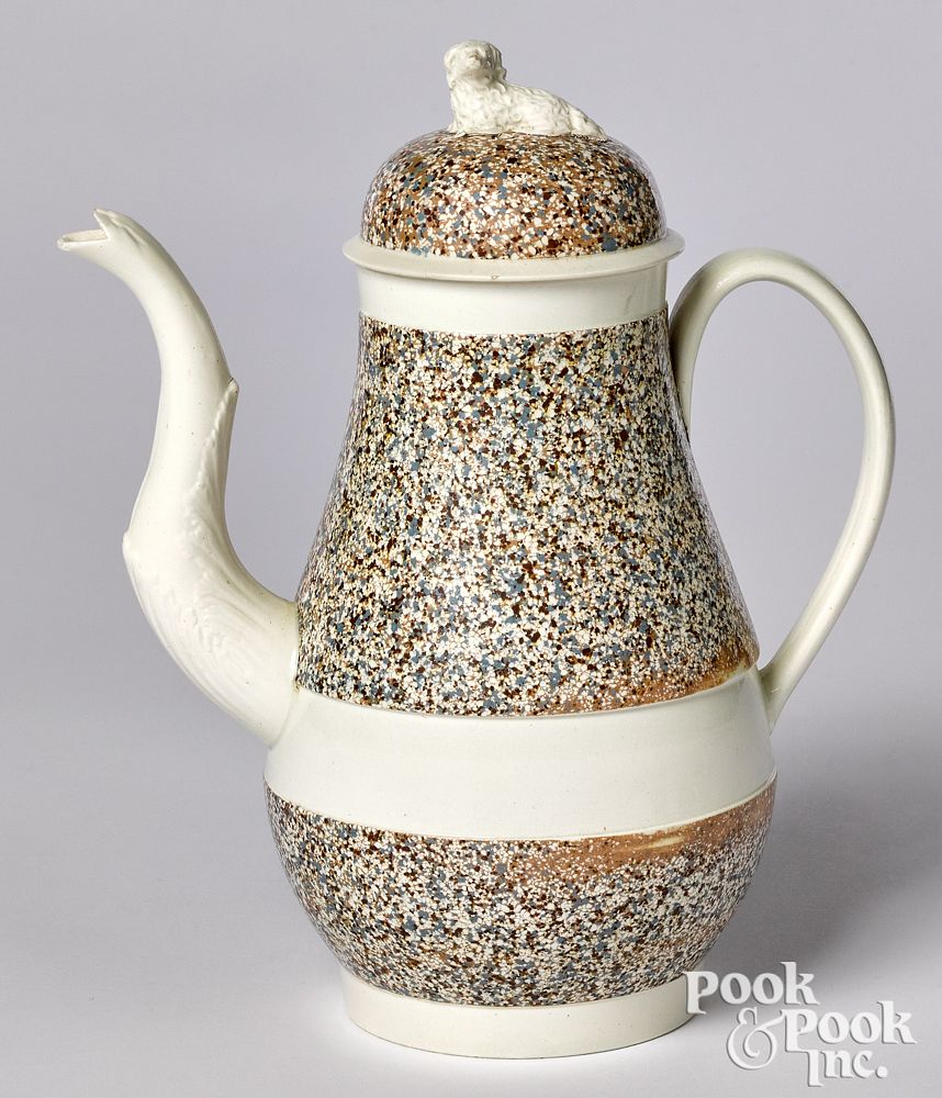 Appraisal: Mocha coffee pot Mocha coffee pot with agate glaze h