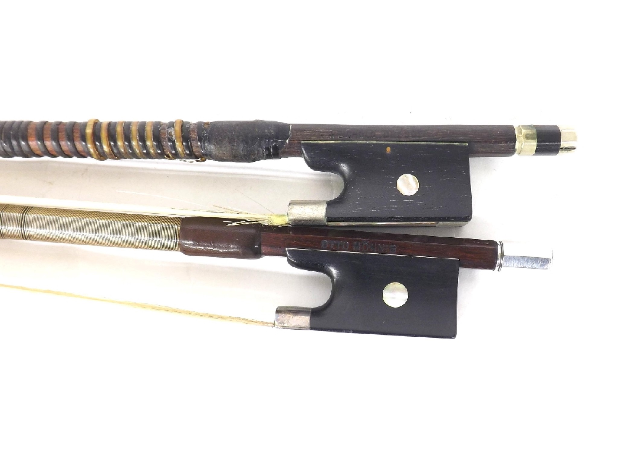 Appraisal: German silver mounted violin bow by and stamped Otto Monnig