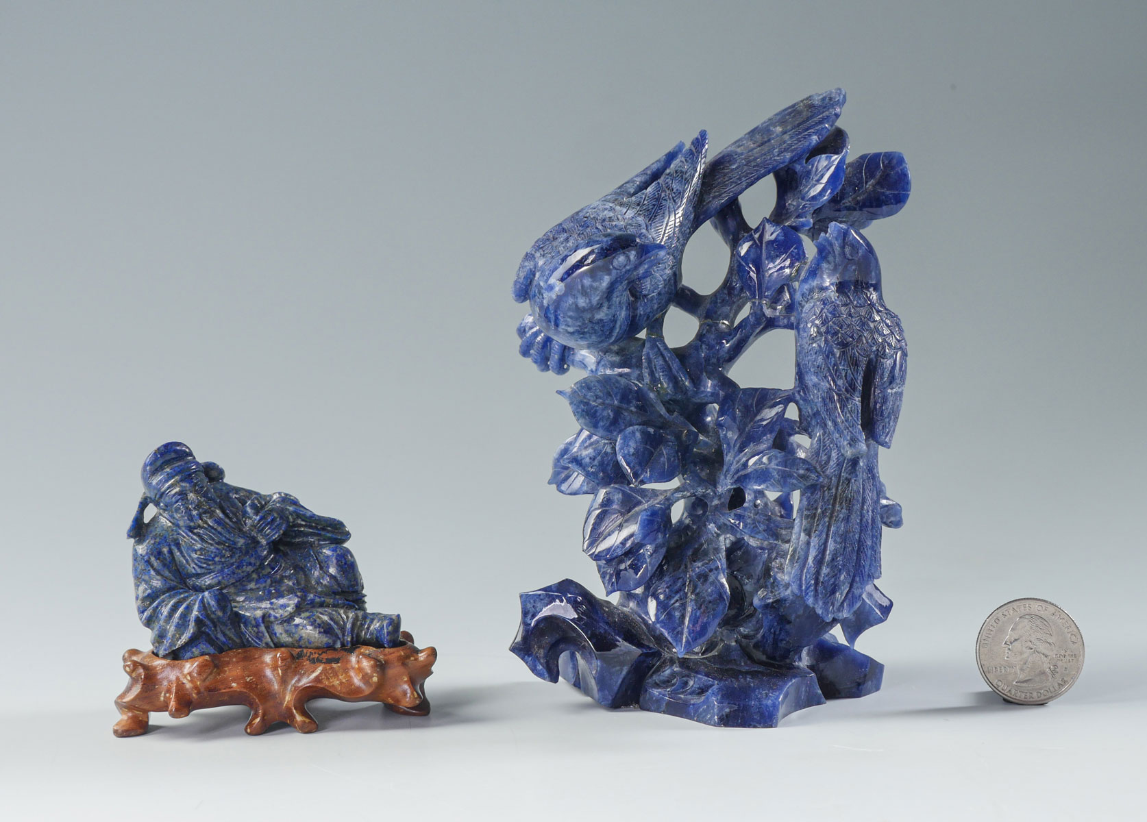 Appraisal: PC CHINESE CARVED LAPIS SCULPTURES Comprising - Carved Lapis Chinese