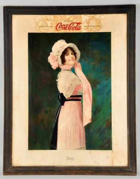 Appraisal: Cardboard Coca-Cola Betty Sign in Frame Description Frame is original