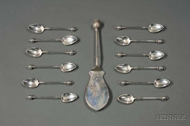 Appraisal: Bailey Co Sterling Ice Cream Set mid- th century with