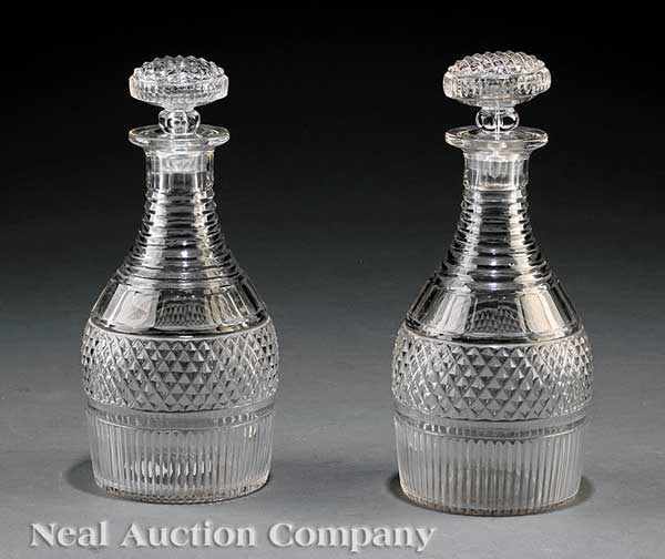 Appraisal: A Pair of Regency Cut Glass Decanters early th c