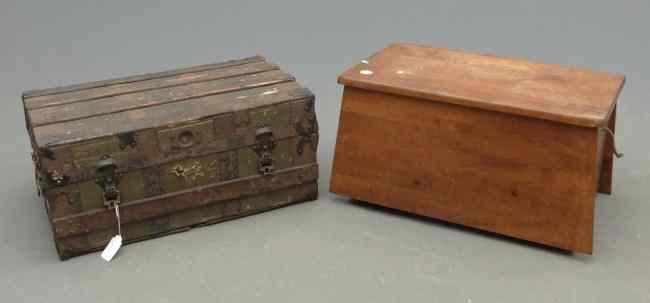 Appraisal: Lot including steamer trunk and maple trunk