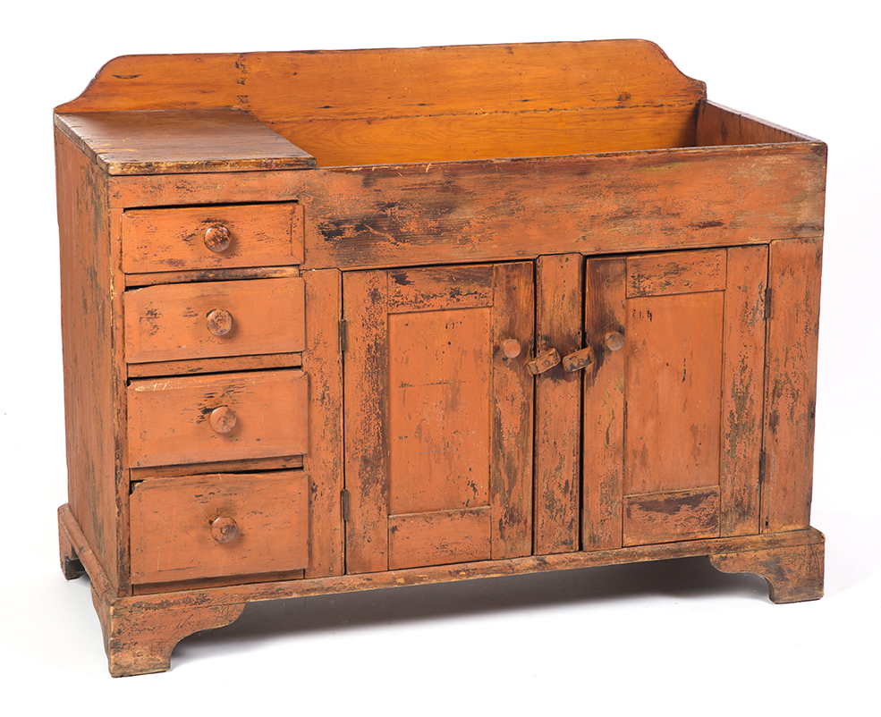 Appraisal: AMERICAN DRYSINK Ca - pine Four dovetailed drawers flanking two