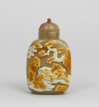 Appraisal: A Carved Agate Snuff Bottle With a Horse and Figure