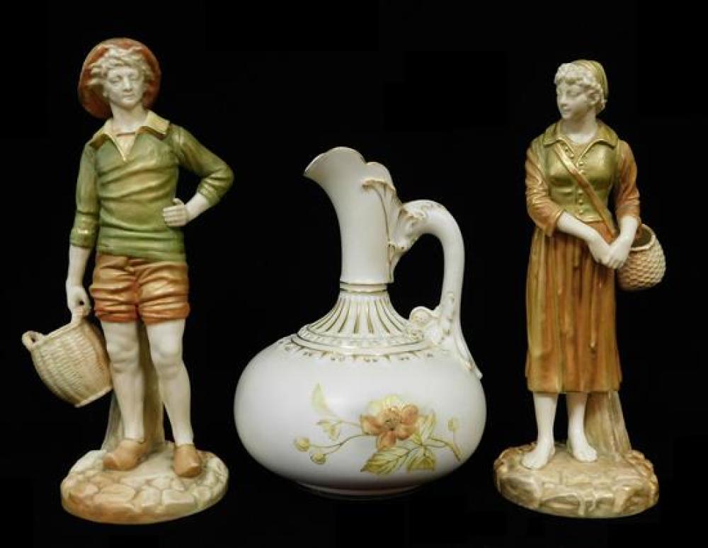 Appraisal: Royal Worcester porcelain three pieces including pair of porcelain figures