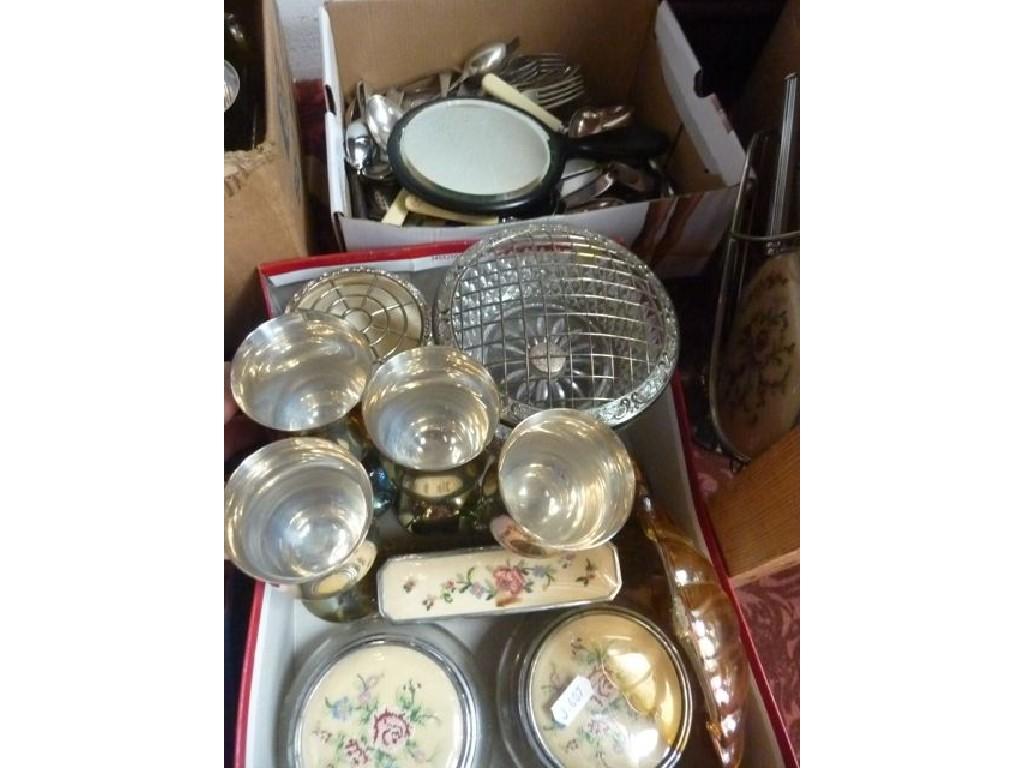 Appraisal: A large quantity of plated flatware two flower vases goblets