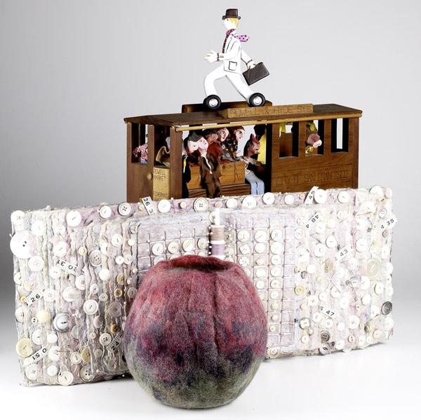 Appraisal: CONTEMPORARY CRAFT Colleen Barry-Wilson handmade paper wallhanging Button Book Roz