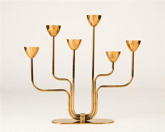 Appraisal: Swedish Brass Candelabra designed by Gunnar Ander H