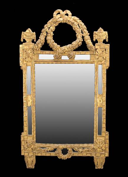 Appraisal: A Louis XVI giltwood mirror last quarter th century The