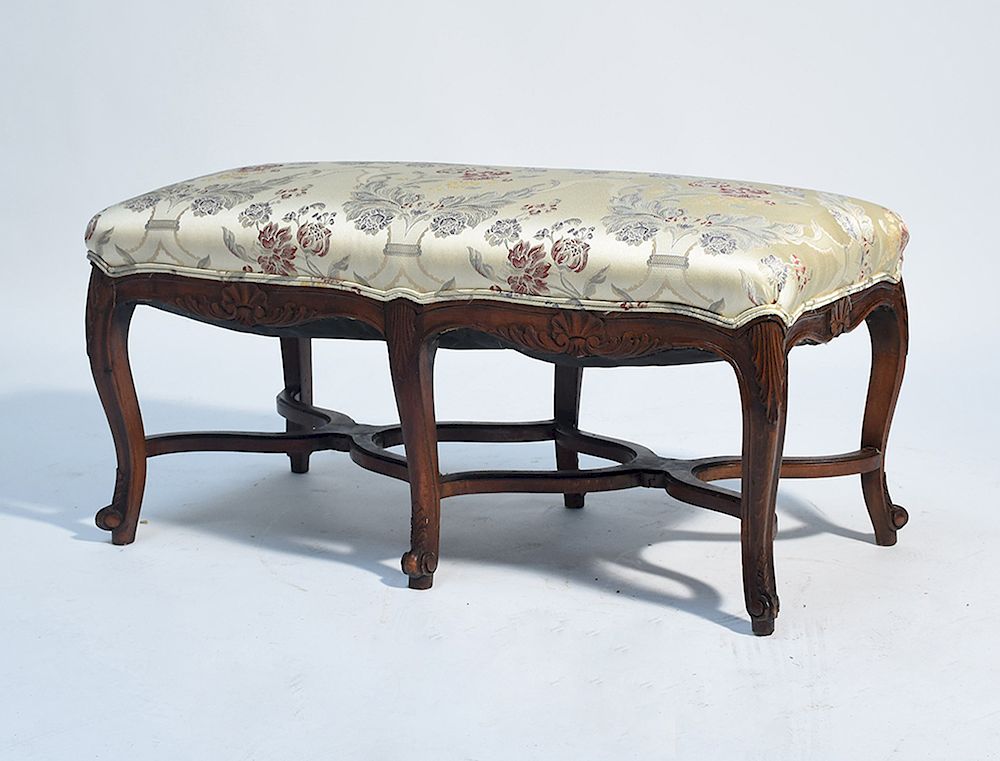 Appraisal: French Louis XV style carved wood bench French Louis XV