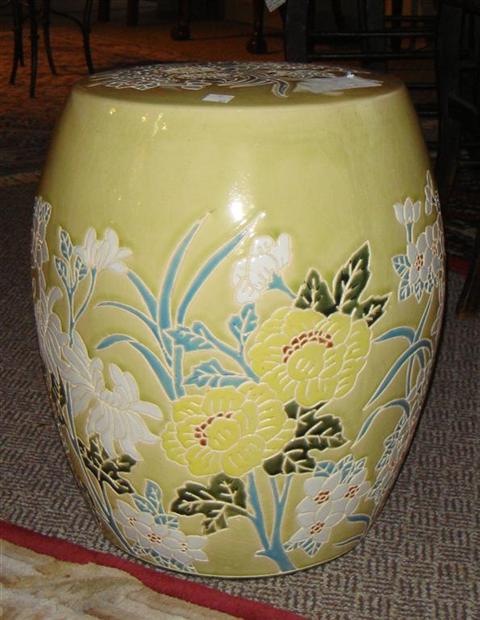 Appraisal: YELLOW CHINESE STYLE PATIO STOOL h in Provenance ANTIQUE CONTEMPORARY