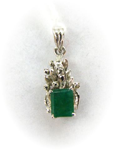 Appraisal: k White Gold Emerald Pendant with emerald-cut emerald somewhat included