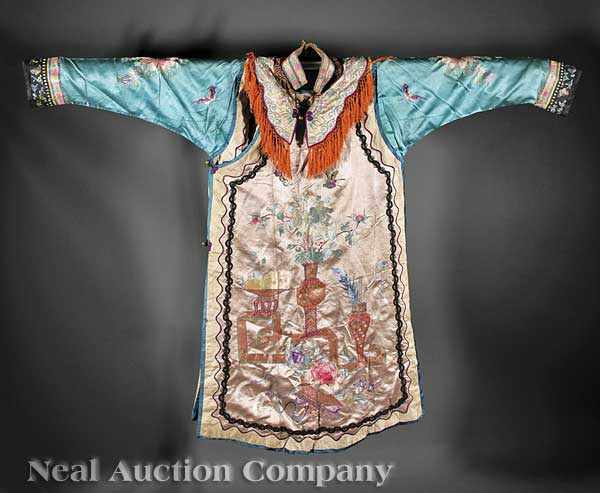 Appraisal: A Chinese Embroidered Silk Folk Garment Ensemble th c including